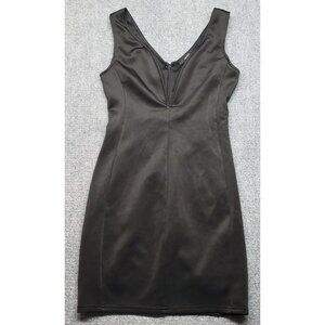Forever 21 Bodycon Dress Womens M Black Solid Scoop Neck Back Zip Sleeveless New